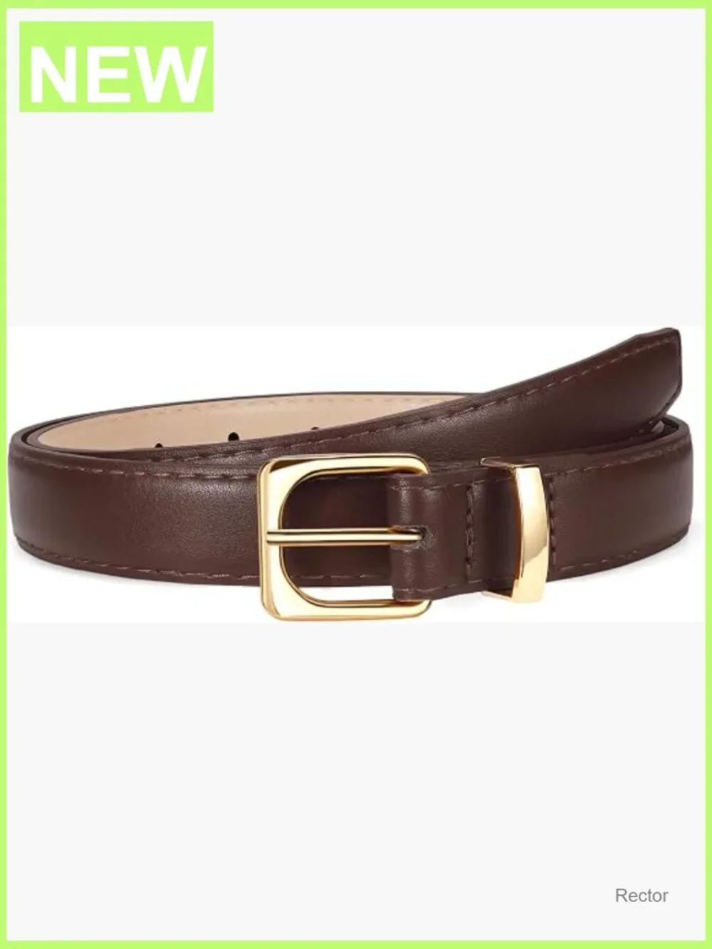 Faux Leather Skinny Belt with Gold Buckle for Jeans Dresses